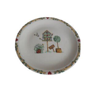 Vintage Lot of 4 Thomson Pottery Birdhouse Topiary Salad Plates #1
